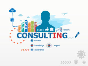 Consulting concept and business man. Flat design illustration for business consulting finance management career.